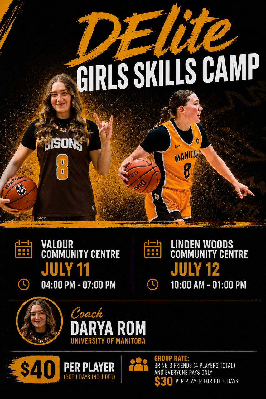DElite Girls Skills Camp poster - July 11-12, 2026, Winnipeg